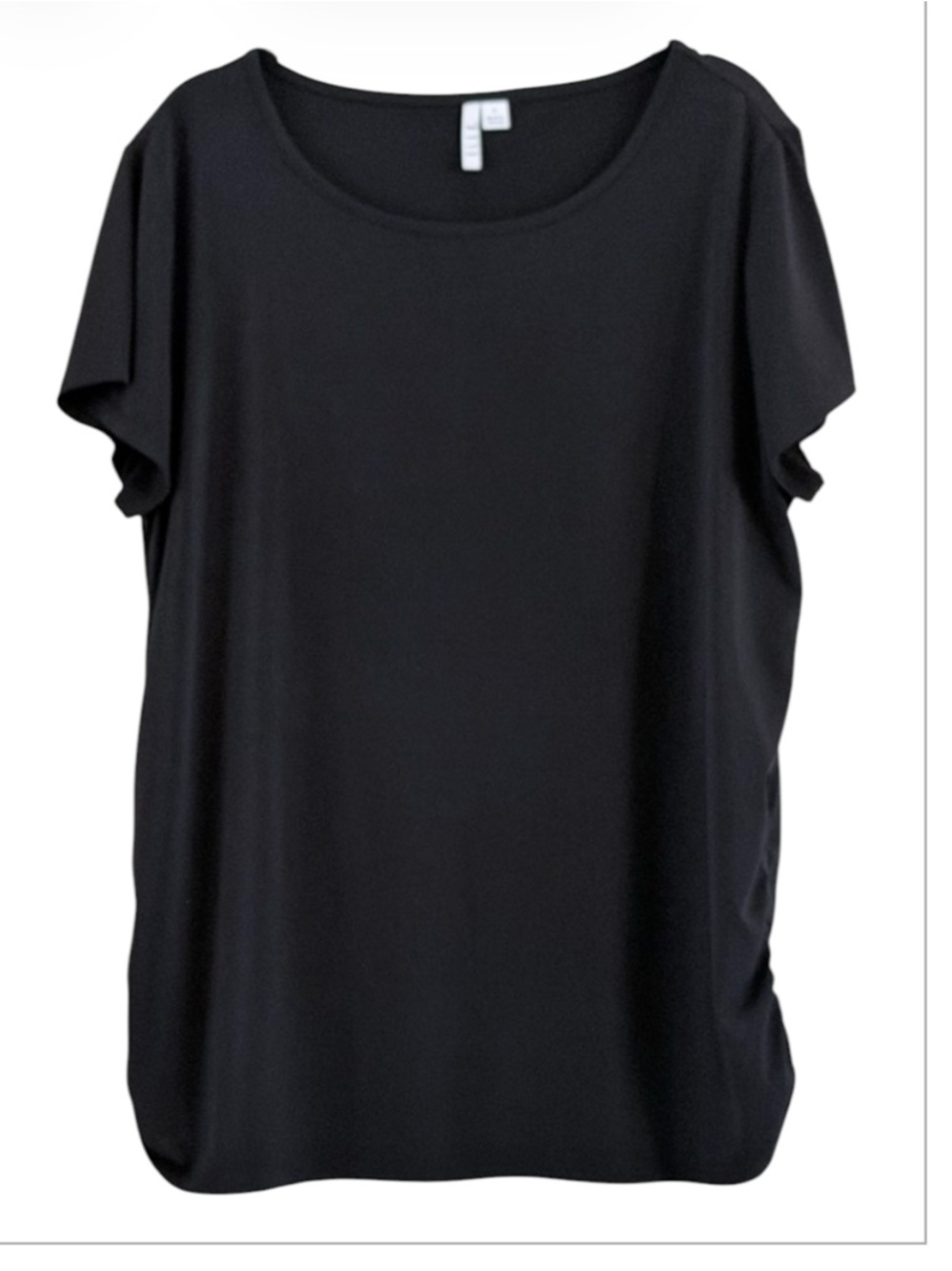Elle Black Ruched Side Scoop Neck Short Sleeve Top Tee Casual Extra Large XL